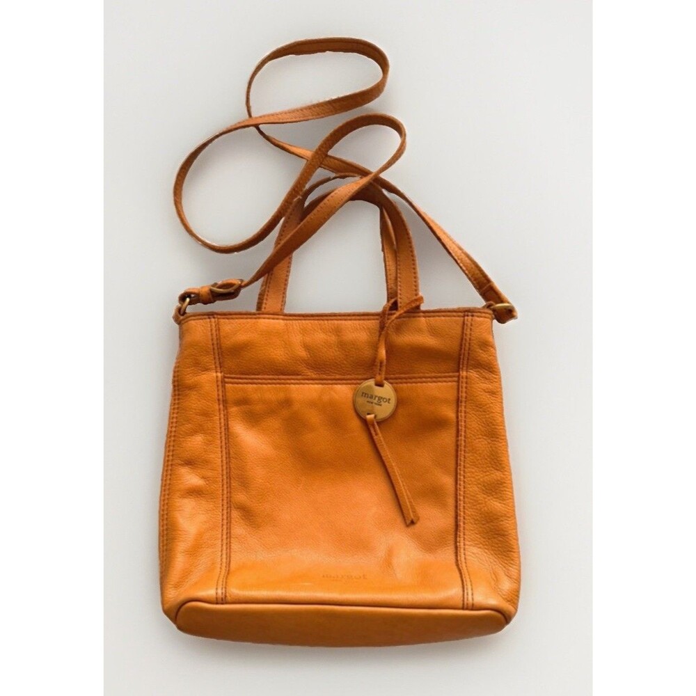 Margot New York Genuine Leather Crossbody Bag Minimalist Zip Top